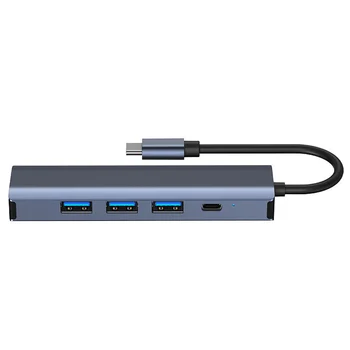 1000Mbps RJ45 Tips C Hub USB Extender-C Ethernet 5 In 1 Tīkla Adapteris USB Sadalītājs 100W PD PC Klēpjdatoru Tālrunis Hub Doks
