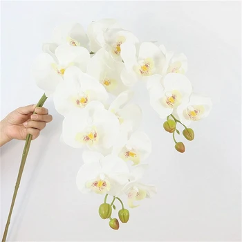 20 gab Luksusa 9 Galvas Lielu Nekustamā touch orhideju viltus ziedi Mājas galda dekorēšana flores Ziemassvētku indie istabas interjeru
