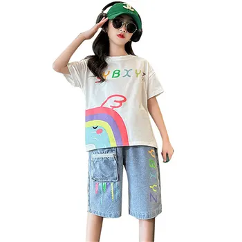 2023 Jaunu Modes Vasarā Meitenes Apģērbu Komplekts Karikatūra Modelis T + Šorti Gudrs Drukāt, Bērnu Apģērbs, Tērps, Tērpi Bērniem 5-14 Gadi