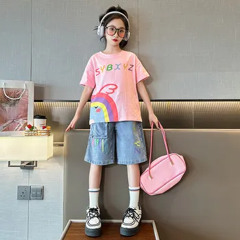 2023 Jaunu Modes Vasarā Meitenes Apģērbu Komplekts Karikatūra Modelis T + Šorti Gudrs Drukāt, Bērnu Apģērbs, Tērps, Tērpi Bērniem 5-14 Gadi