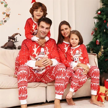 2023 Ziemassvētku Ģimenes Saskaņošanas Pidžamas Komplekti Gudrs Briežu Tētis, Māmiņa un Mani Ziemassvētki Pj Apģērbu Tēva, Mātes un Bērnu Apģērbs, Pidžamas