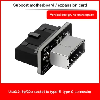20pin lai 19pin Converter USB 3.0 Iekšējo USB Galvenes 3.1/3.2 C Tipa Priekšējo E Tipa Adapteri PC Mātesplati Savienotājs Stāvvada