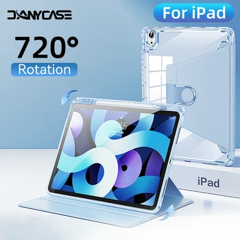 720° Rotācija Tablet Case For iPad Gaisa 4/5 10.9 7/8/9 10.2 5/6 9.7 10 10.9 Pro 11 12.9 10.5 Caurspīdīgu Vāciņu