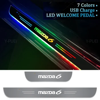 Auto LED Projektoru Lampas Akrila par Mazda6 Logo Automašīnas Durvis, Palodzes Laipni Pedāli LED Streamer Gaismas Pretnodiluma Plāksnes Kājas Dekoru, Lentes