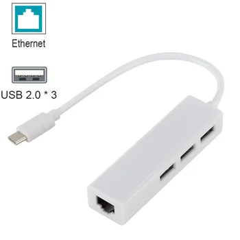 C tipa Rumbu ar USB 2.0, RJ45 Lan Tīkla Karte USB C Ethernet Pieslēgvieta un Adapteri Mac, iOS, Android vai DATORU Tīkla Kartes RTL8152