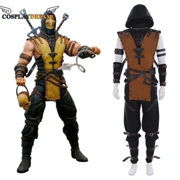 Cosplaydream Spēle Mortal Kombat X Scorpion Cosplay Kostīmu Hanzo Hasashi Ninja Cīnītājs Pilns Uzvalks Halloween Karnevāla Tērps