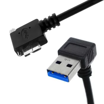 CY CY uz Leju Virzienā Tiesības Leņķveida 90 Grādu USB 3.0 spraudni, lai Mikro B Plug pa Kreisi Leņķveida fiksācijas skrūves Paneļa Kabelis