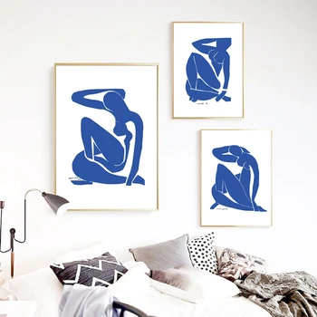 Franču Atskaņas Gleznotājam Audekls Gleznošanai Minimālisma Sieviešu Plakātu Abstract Blue Nudes Mākslas Izdrukas Sienas, Attēlus, Dzīvojamā Istaba Dekori