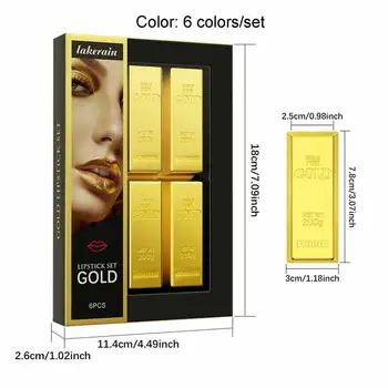 Gold Lūpu krāsu Komplekts 6-Krāsu Non-stick Kausa Sievietes Lūpu Grims Skaistumkopšanas Kosmētikas, Lūpu krāsas Dabā Briest Lūpu Krāsu Grims