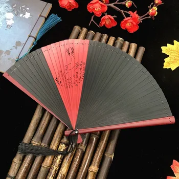 Hefeng Ķīniešu stilā visu bambusa ventilators griešanai dobi seno stila sieviešu locīšanas ventilators rokdarbu fans karikatūra dāvanu ventilators
