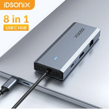IDSONIX C Tipa RUMBU 4K 60HZ HDMI Saderīgu USB 3.0 HUB 5Gbps dokstacija Multiport Adapteris Ar SD/TF MacBook Air/Pro