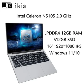 IKIA Klēpjdatoriem Spēcīgs Spēļu Klēpjdators ar Celeron N5105 2.0 GHz Procesors, 16 Collu IPS Displeju, 16GB RAM un 512 GB SSD