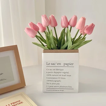 INS Tulip Simulācijas Ziedu 10pcs Kopumu, Foto Aksesuārus, Mājas Dzīvojamā Istaba Darbvirsmas Pušķis Apdare