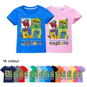 Izglītības Filmu seriāls Numberblocks Drēbes Bērniem Kokvilnas T-Krekls Meitenēm Smieklīgi Tshirt Kawaii Zēniem Ikdienas Īsās Piedurknes T Krekli