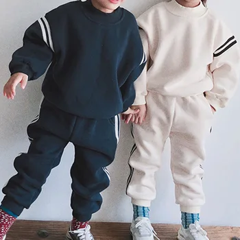 Jauns Bērnu Apģērbu Uzvalku ar garām Piedurknēm Džemperis Bikses Gadījuma Sporta Komplekti Zēniem un Meitenēm Toddler Bērnu Bērni Zēnu Drēbes