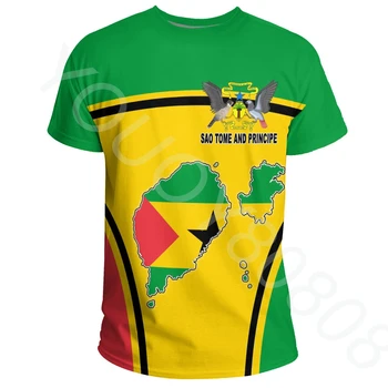 Jauns Krekls Āfrikas Zonas Apģērbu Drukāt Santome un Prinsipi Aktīvo Karoga Tee Kreklu Gadījuma Iela Topi Vīriešiem un Sievietēm
