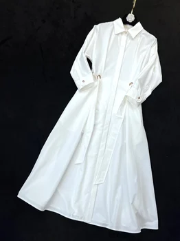 Jauns sieviešu apģērbu, lai pavasarī Un vasarā 2023 Minimālisma Stilā ar Jostasvietas Caurumu Josta Vidukļa Kleita 0422