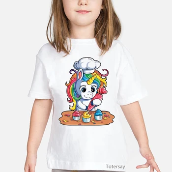 Jaunā baletdejotāja Unicorn T Krekls Bērniem Varavīksnes Balerīna Dāvanas Party T-kreklu Camisetas Kawaii Bērnu Apģērbu Vasaras Topi