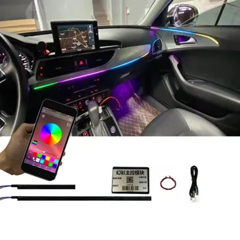 LED RGB Simfoniskais 64 Krāsu App Auto Apkārtējā Interjera Paneļa Akrila Rokasgrāmata Optisko Šķiedru Sloksnes led apgaismojumam automašīnas