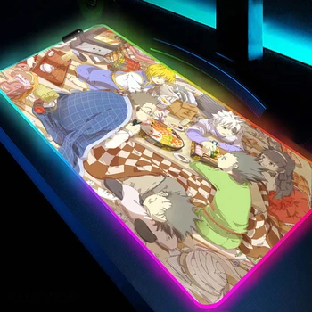 Liela RGB Datoru Spēļu peles paliktnis Ar Aizmugurgaismojumu Hunter X Hunter Anime Oatku Peli Mat LED Personalizētu Spēle Mous Pad Spēli, Paklāju
