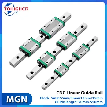 Lineārie Guide Dzelzceļa Mini Gultņi, Lineārās Sliedes 50-550MM Rokasgrāmata un Bloķēt Slīdni MGN5C/MGN7C/MGN9C/MGN12C/MGN15C 3D Printeri, CNC