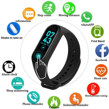 M4 smartwatch ar sirdsdarbības monitoringa, fitnesa monitoringa informāciju atgādinājums, krāsu ekrāns rokassprādzi, sporta jostas PK mi jostas