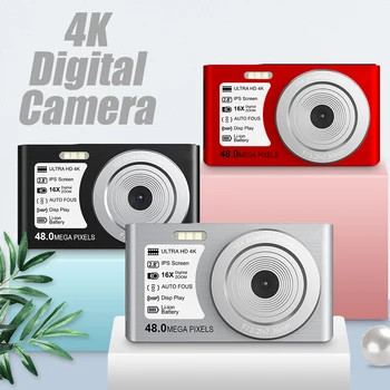 Mini Digitālo Kameru 48MP 4K 16X Zoom, Auto-Fokusa Kamera 32GB Extended Memory Anti-kratot Iebūvēts Aizpildīt Gaismas sākuma līmeņa Kameras