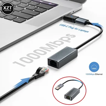 Mini USB C Ethernet Adapteri, Alumīnija Gigabit USB C Adapteris Klēpjdatoru MacBook Pro 1000/100Mbps USB Lan RJ45 Tīkla Karte