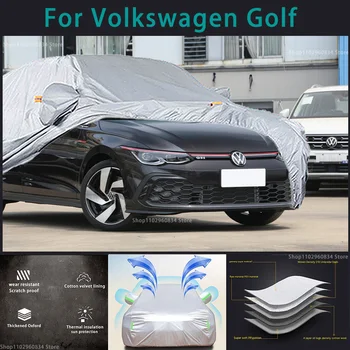 Par Volkswagen Golf 210T Pilnu Auto Pārsegi, Āra Saules uv aizsardzību, Putekļi, Lietus, Sniega Aizsardzības Anti-krusa auto segtu Auto vāciņu
