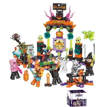 SEMBO 8-in-1 Halloween Puse Rotaļlietas Ķieģeļi Ķirbju Apgaismojums, Celtniecības Bloki DIY Spēlē CILMES Modelis Komplekti, Dāvanas, Bērnu, Pieaugušo