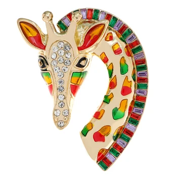 SINDIJA XIANG Multicolor Rhinestone Žirafe Broša Vintage Modes Dzīvnieku Pin Unisex Puse Rotaslietas, 2 Krāsas Pieejami Augstas Kvalitātes