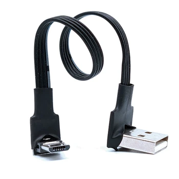 Super Flat Elastīgu Up & Down & pa Kreisi un pa Labi Leņķveida 90 Grādu USB Micro USB Male USB Vīrietis Datu Kabeli