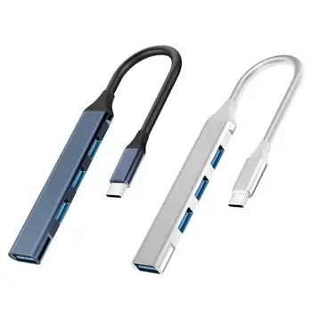 USB 3.0 Hub 4-Port USB Sadalītājs USB2.0 USB3.0, Interfeisa Tips-C Dokstacija Ar Pagarinātu Vadu Klēpjdatoru