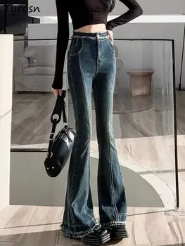 Uzliesmojums Džinsi Sieviešu Radošumu Džinsa Elegants korejiešu Stilā Jaunu Brīvā laika pavadīšanas Visu maču Dāmas Bikses Populārs Streetwear Vienkārši Salds