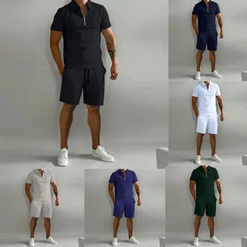 Vīriešu Uzvalki 2023 Vasarā, Jaunais Polo Gadījuma Zaudēt Īsām piedurknēm Šorti Sporta Komplekts Vīriešiem