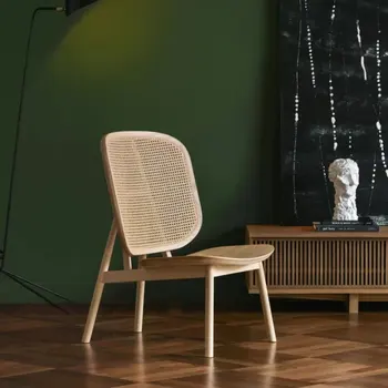 Ziemeļvalstu balkons masīvkoka rotangpalmas krēsls nekustamā rotangpalmas atpakaļ krēslā dzīvojamā istaba rotangpalmas atpūtas krēsls, dīvāns krēsls