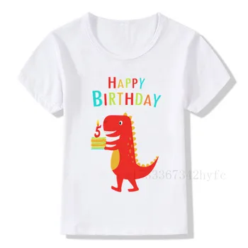 Zēns Dinozauru 1-9 Dzimšanas dienu Skaits Druka T Kreklu Bērniem laimes Dzimšanas dienā, T-krekli Puisis&Meitene, Jautra Dāvana Tshirt Klāt Zēnu Drēbes