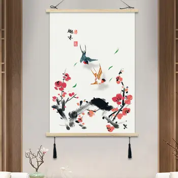 Ķīniešu Stila Ziedu Ritiniet Gleznas, Sienas, Mākslas Plakāti Vintage Istabas Interjeru Estētisko Sienas Karājas Dzīves Telpu Dekorēšana Attēlu