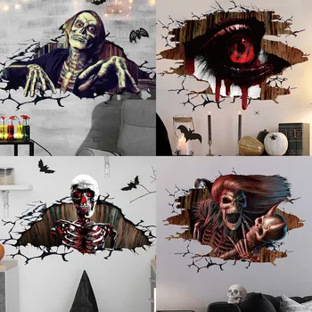 Šausmu Halloween Uzlīmes Skelets Logu Uzlīmes, Galvaskausa Sienas Uzlīmes Haunted House Šausmu Piederumi Halloween Puse Apdare