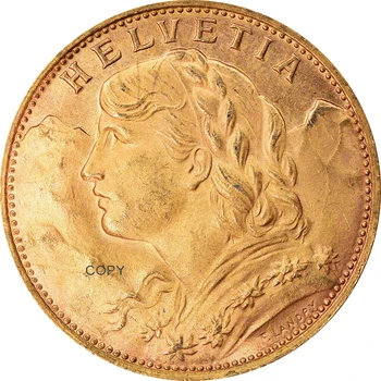 Šveices Federālā Valsts 1925 B Zeltu 20 Franku Helvetia Kopēt Monētas Misiņa Metāla Reprodukcija Monētu Kolekcija Piemiņas